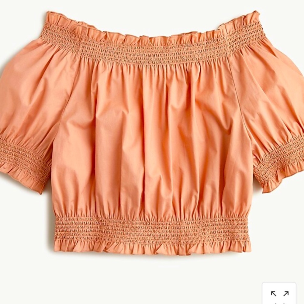 J. Crew Off-Shoulder Crop Top in Coral